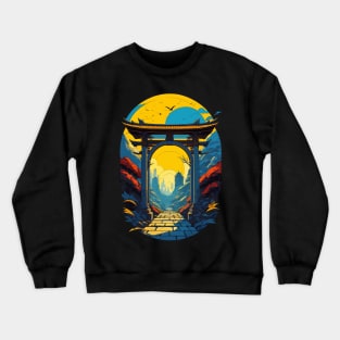 Colorful Japanese Gate Back Print Crewneck Sweatshirt